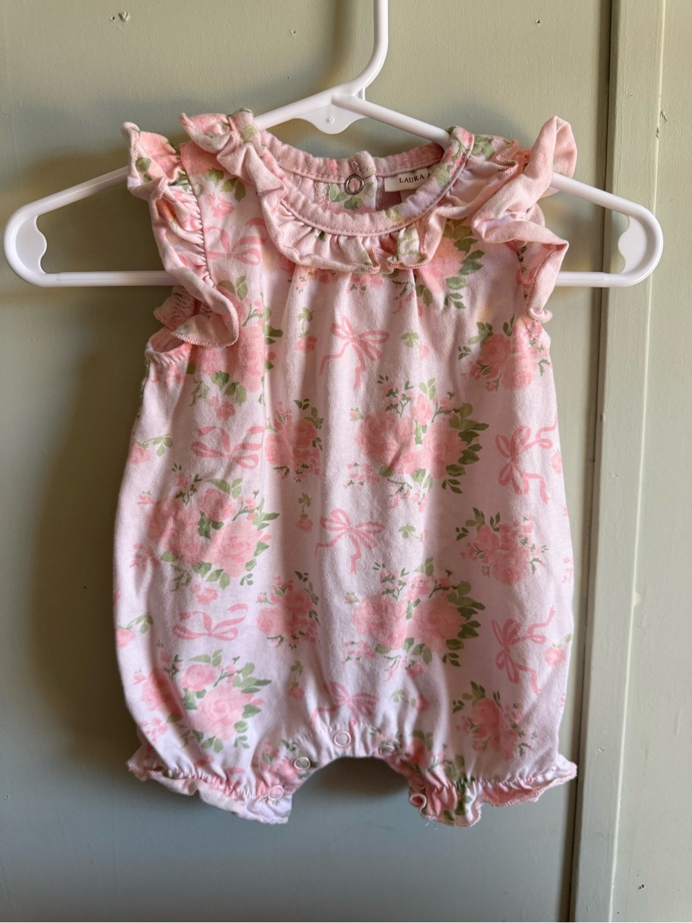 Laura Ashley Pink Floral Ruffle Romper